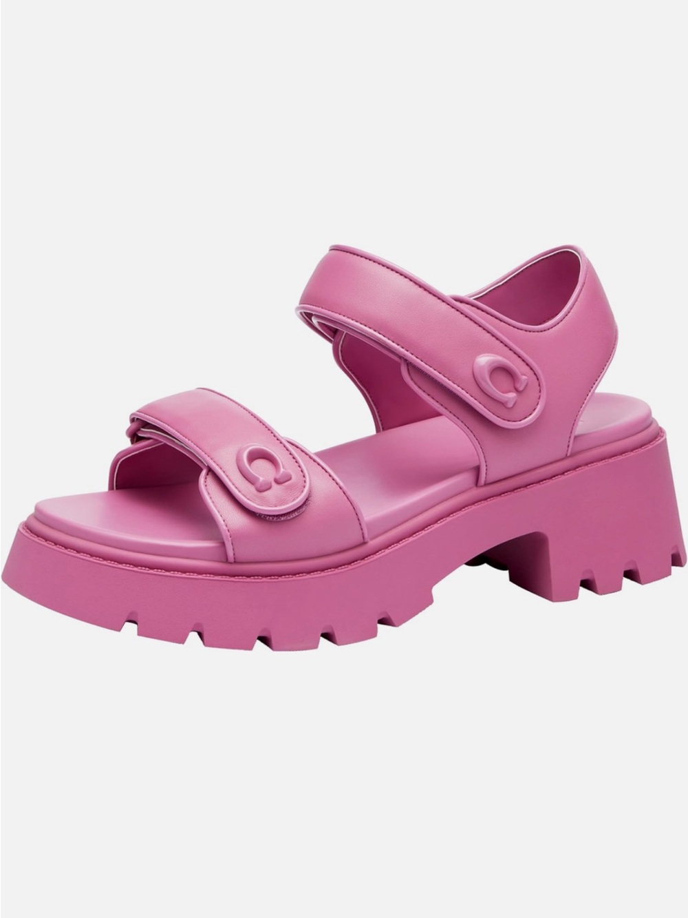 COACH Women's Pink Berry Brynn Double-Band Sporty Lug-SoleChunky Platform Sandal - Picture 2 of 16
